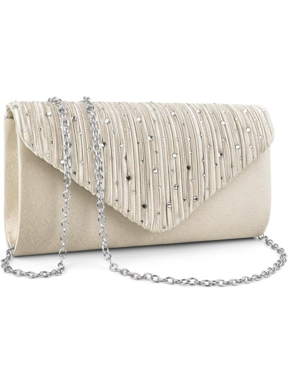 Women's Apricot Evening Clutch Purse Envelope Formal Crossbody Shoulder Bag